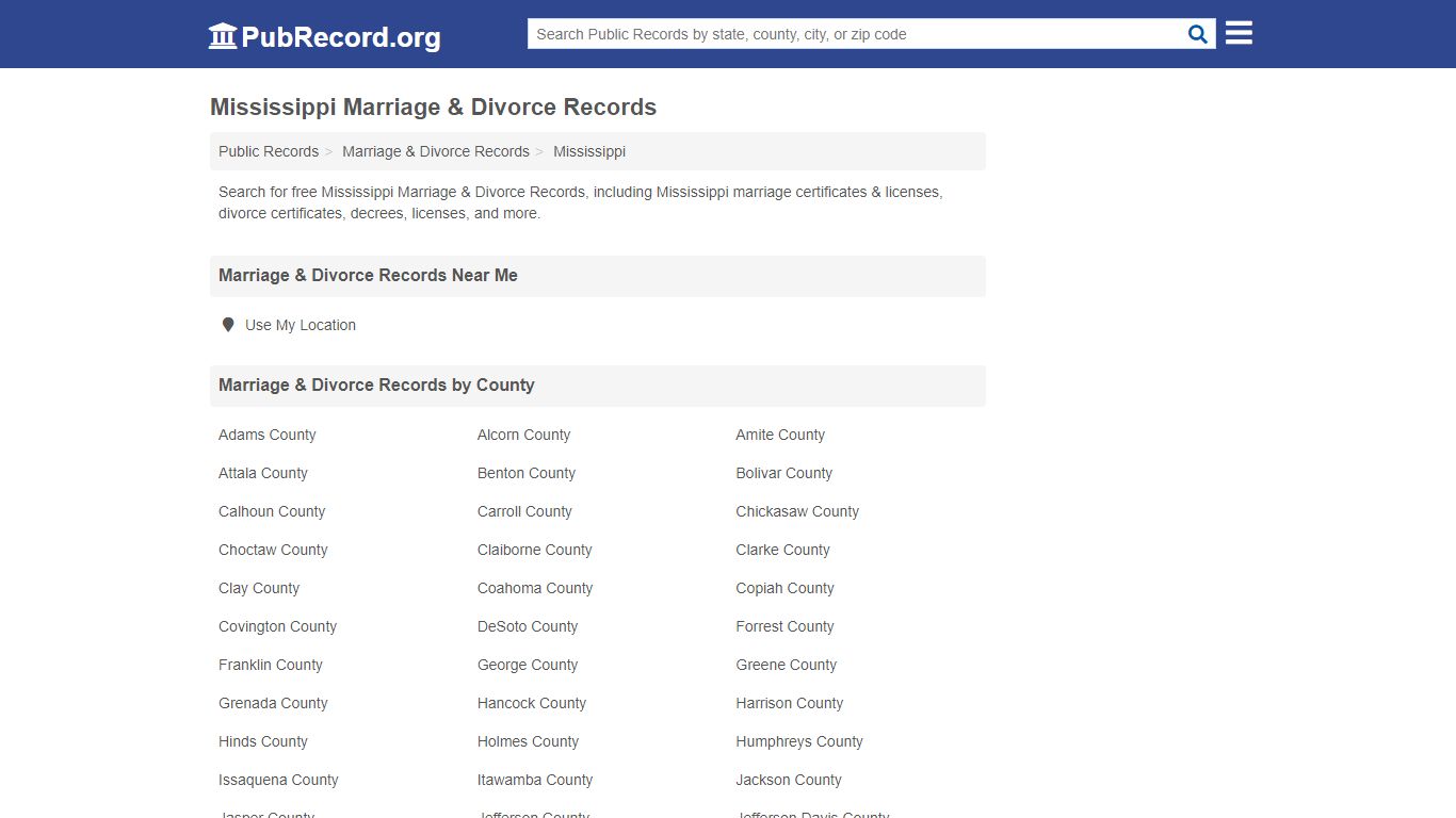 Free Mississippi Marriage & Divorce Records - PubRecord.org
